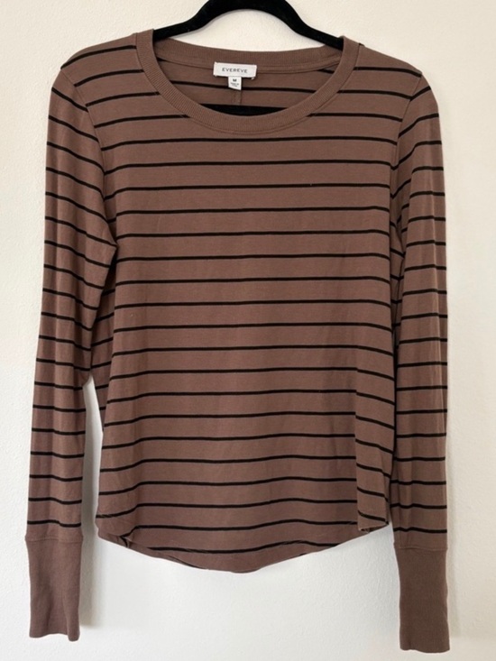 Evereve Tops - Evereve Peyton Jensen Billie Striped Long Sleeve Tunic Black & Brown Top